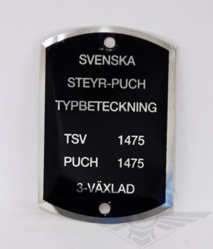 Typskylt VoV 1475  Puch Montana
